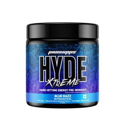 HYDE Xtreme - Hard Hitting Energy Pre Workout Supplement | Caffeine, Beta-alanine, Creatine HCl, L-arginine | For Muscle Pump, Vascularity, Strength and Focus | 15 servings (Blue Razz)