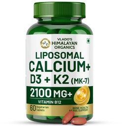 Vlado’s Himalayan Organics Plant Based Calcium 650mg Supplement For Men And Women | Better Absorption | Healthy Bones And Heart | Recovery And Joint Support - 60 Veg Tablets