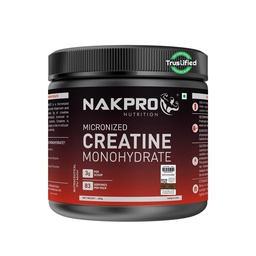 NAKPRO NUTRITION Micronised Creatine Monohydrate | 250g Jar | Unflavoured | 3g Creatine/Per Serving | Trustified Certified | Rapid Absorption Pre/Post Workout
