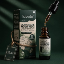 Nuvedo Lions Mane Mushroom Liquid Extract | 10 mL | 1:5 Dual Extract
