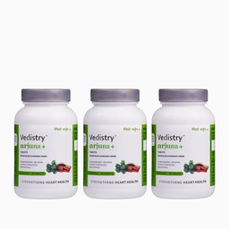 Vedistry Arjuna+ Tablets | Ayurvedic Medicines to Improve Heart Health & High Blood Pressure | Ayurvedic Supplement with Arjuna & Piperine for Cholesterol Care, Healthy Circulation – 60 Tablets (Pack of 3)