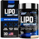 Nutrex Lipo 6 Nighttime Fat Burner | Melatonin Sleep Aid & Weight Loss Diet Pills for Men and Women | Night Time Metabolism Booster Appetite Suppressant | 30 Servings