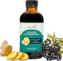 Ginger Elderberry Immune Defense Syrup with Echinacea, Vitamin C, Honey - Organic Super Premium Liquid - 100% Pure Ingredients - Natural Immunity Support Supplement (4 fl oz)