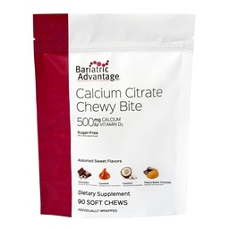 Bariatric Advantage Calcium Citrate Chewy Bites 500 mg - Highly Absorbable & Digestible - Vitamin D3 - Easily Chewable Calcium Supplement - Assorted Sweet Flavor - 90 Count