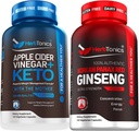 Herbtonics Apple Cider Vinegar Capsules Plus Keto BHB | Fat Burner & Weight Loss Supplement for Women & Men - High Strength Ginseng Korean Red Panax Extract - Performance Support for Men & Women