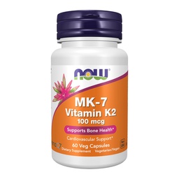 NOW Foods Supplements, MK-7 Vitamin K-2 100 mcg, Cardiovascular Support*, Supports Bone Health*, 60 Veg Capsules