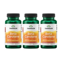 Swanson Beta-Carotene Vitamin A 25,000 IU Eye and Skin Health Supplement for Adults Seeking Vision and Immune Support - 7,500 mcg (300 Softgels, 3 Pack)