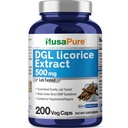 NusaPure DGL Licorice Extract 500 mg 200 Veggie Capsules (Vegan,Non-GMO)