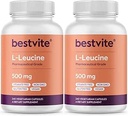 BESTVITE Filler-Free L-Leucine 500mg per Capsule (480 Vegetarian Capsules) (240x2) – No Stearates, No Fillers – Vegan, Non-GMO, Gluten-Free Leucine Supplement – Essential Amino Acid Supplement