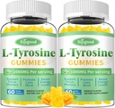 L-Tyrosine Gummies for Adults and Kids - 1000mg L-Tyrosine Supplement Focus Gummies for Brain, Mood, Energy Support, Vegan & Gluten-Free, Mango Flavor, 120 Count