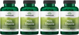 Swanson Milk Thistle (Standardized) - Herbal Liver Support Supplement w/ 80% Silymarin - Natural Formula Helping to Maintain Overall Health & Wellbeing - (120 Capsules) (4 Pack)