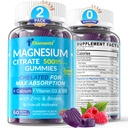 Magnesium Citrate Gummies 500mg for Women Men Sugar Free, Magnesium Citrate for Constipation & Bloated | Chelated Magnesium Supplement w/ B6 for Mood, Calm | Calcium Magnesium for Bone & Muscle,120cts
