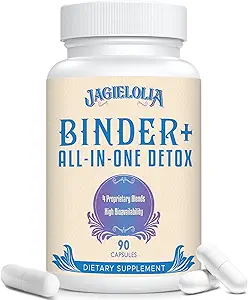 All-In-One Detox Binder Supplement 1500 MG - High Bioavailability, Liver Gut Detox Cleanse with Activated Charcoal, Zeolite & Bentonite Clay for Toxins, Liver, Digestive, 900 Vegan Capsules