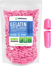 XPRS Nutra Size 0 Empty Capsules - 500 Count Empty Gelatin Capsules - Pills for DIY Capsule Filling - Pure Bovine Pill Gel Caps for Do-It-Yourself Supplements (Pink)