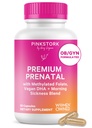 Pink Stork Premium Prenatal Vitamins for Women | Methylated Folate, Choline, Vegan Algae DHA, Iron | Doctor-Formulated | Organic Whole-Foods + Probiotic | No Fishy Burps | Gentle on Stomach, 60 Count