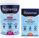 Replenza Daily GLP-1 Nutritional Support Bundle – Essential Vitamins & Minerals for Gut Health (60 Tablets) + Daily Replenisher Powder with Amino Acids, Prebiotics & Collagen (Berry, 60 Scoops)