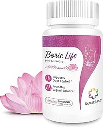 NutraBlast Boric Acid Vaginal Suppositories - 100% Pure Made in USA - Boric Life Intimate Health Support (30 Count)