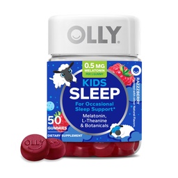 OLLY Kids Sleep Gummy, Occasional Sleep Support,* 0.5mg Melatonin, L-Theanine, Raspberry Flavored, 50 or 25 Day Supply - 50 Count