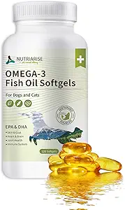 Omega 3 Fish Oil for Dogs and Cats, Dog & Cat Fish Oil Pet Supplement, Skin and Coat Supplement for Shedding, Dry Itchy Skin and Allergies, Rich in EPA & DHA with Omega 3 Fatty Acids