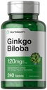 Horbäach Ginkgo Biloba Supplement | 120mg | 240 Tablets | Standardized Herbal Extract | Flavone Glycosides | Vegetarian, Non-GMO, and Gluten Free