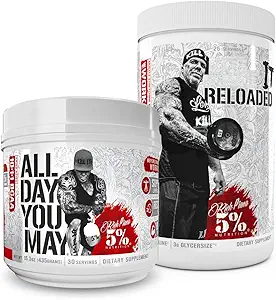 5% Nutrition Rich Piana Bundle | AllDayYouMay BCAA Powder + Kill It Reloaded High-Stim Pre-Workout (Fruit Punch)