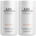 Codeage ADK Vitamins Supplement - Essential Vitamin A, D3 5000 IU, K1 & K2 (MK4 & MK7) - 6-Month Supply - 1 Capsule per Serving, Non-GMO, Gluten-Free - 2-Pack