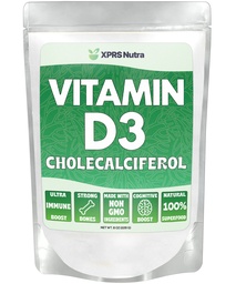 XPRS Nutra Vitamin D3 Powder (Cholecalciferol) - Unflavored VIT D for Bones and Immunity - Vitamin D3 Powder for Muscle Function - Vitamin D Supplements (8 Ounce)