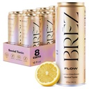 BRĒZ FLOW Alcohol Alternative Drink – Non Alcoholic Sparkling Drink with Lion’s Mane Mushroom, Lemon Elderflower, Adaptogen Beverage for Mood & Focus, Alcohol Alternatives with a Buzz, 8 Pk 12 Fl Oz