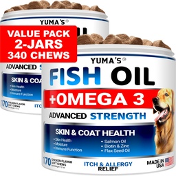 (2 Pack) Omega 3 Fish Oil for Dogs - 340 Ct - Dog Skin and Coat Supplement | Omega 3 for Dogs - Dry & Itchy Skin Relief Treatment - Allergy Support Dog Anti Shedding Treats - Salmon - Chicken Flavor