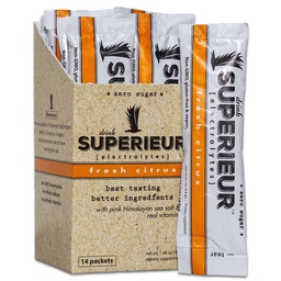 Superieur Electrolyte Powder Packets - Vegan Electrolyte Hydration Powder w/Sea Minerals - Keto Friendly, Non-GMO, Zero Sugar Electrolyte Supplement - Healthy Sports Drink - Citrus (14 Packets)
