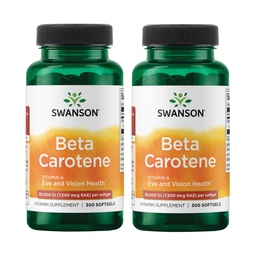 Swanson Beta-Carotene Vitamin A 25,000 IU Eye and Skin Health Supplement for Adults Seeking Vision and Immune Support - 7,500 mcg (300 Softgels, 2 Pack)