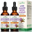 2 Pack Liver Health Liquid Drops - 2000mg Milk Thistle, Dandelion Root, Artichoke, Silymarin Extract, & Turmeric Herbs - Vegan, Non-GMO - 4 Fl Oz (120ml)