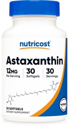 Nutricost Astaxanthin (12mg) 30 Softgels (1 Month Supply) Gluten-Free