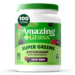 Amazing Grass Super Greens Powder Antioxidant, Organic Greens Blend Powder Superfood, Smoothie Mix with Vitamin C and Vitamin K, Sweet Berry, 100 Servings, 24.7 Ounce (Packaging May Vary)