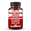 Korean Red Panax Ginseng Highest Potency with Ginkgo Biloba and Ashwagandha, Boost Energy, Memory, and Immune System - Focus Supplement Pills for Men and Women, 90 Vegan Capsules