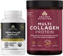 Ancient Nutrition Regenerative Organic Certified Probiotics for Menopause, 60 Count + Multi Collagen Protein Powder Unflavored, 45 Servings