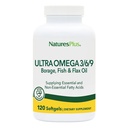 NaturesPlus Ultra Omega 3 6 9 - 1200 mg, 120 Softgels - Borage Oil, Fish Oil, Flax Oil Supplement - Gluten-Free - 120 Servings