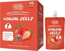 Konjac Jelly Pouch Drinkable Strawberry Flavor, 7 Calories, Gluten Free, Zero Sugar, Keto, Collagen Peptides and Vitamin C, Low Fat Healthy Fruit Snacks, Holiday Gifts, 10 Packs