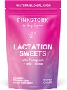 Pink Stork Lactation Sweets Supplement, Breastfeeding Snacks with Fenugreek and Milk Thistle to Support Breast Milk Supply - 30 Watermelon Candy Drops (Packaging May Vary)