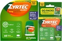 Zyrtec 24 Hour Allergy Relief Tablets, Indoor and Outdoor Allergy Medicine with 10 mg Cetirizine HCl per Antihistamine Tablet, Bundle Pack, 60 ct + 3 ct Travel Packs, 63 Count