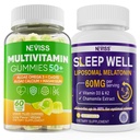 NEVISS Women & Men's 50+ Multivitamin Gummy and Melatonin 60mg Bundle