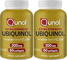 Qunol Ubiquinol CoQ10 200mg Softgels, Ubiquinol 200mg - Active Form of Coenzyme Q10, Antioxidant for Heart Health - 60 Count (Pack of 2)