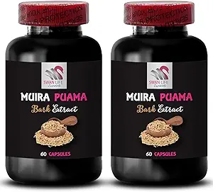 Natural Energy Boost - Muira PUAMA BARK Extract - Strength Support, Adventure Readiness, Mindset Support, Body Balance, Power Surge, Energy Synergy Formula, Botanical Fuel 2 Bottles 120 Capsules