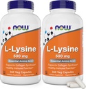 Now L-Lysine 500 mg, 360 Vegetarian Capsules (Pack of 2)