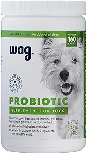   Brand - Wag Probiotic Supplement Chews for Dogs, Supports Digestive Health and Gut Flora, Natural Duck Flavor, 160 Count, Pack of 1
