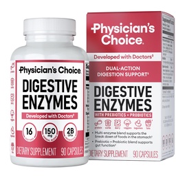 Physician's CHOICE Digestive Enzymes for Bloating & Digestion - 16 Enzymes with Organic Prebiotics & Probiotics for Gut & Digestive Health - Meal Time Discomfort Relief - Dual Action Support - 90 CT