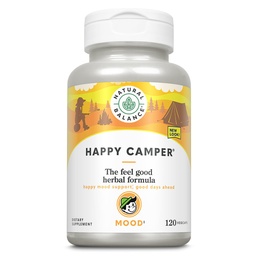 Natural Balance Happy Camper - Feel-Good Mood Support Supplement - Gotu Kola, Passion Flower, and Kava Kava Capsules - 60-Day Guarantee - 120 VegCaps, 60 Servings