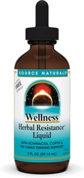 Source Naturals Wellness Herbal Resistance Liquid with Echinacea, Coptis, and Yin Chiao, Immune Support* - Alcohol Free - 2 OZ