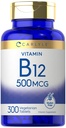 Carlyle Vitamin B-12 500mcg | 300 Tablets | Vegetarian, Non-GMO, Gluten Free Supplement