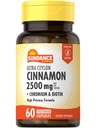 Sundance Ceylon Cinnamon Capsules | 60 Pills | with Chromium and Biotin | Vegetarian, Non-GMO, and Gluten Free Supplement